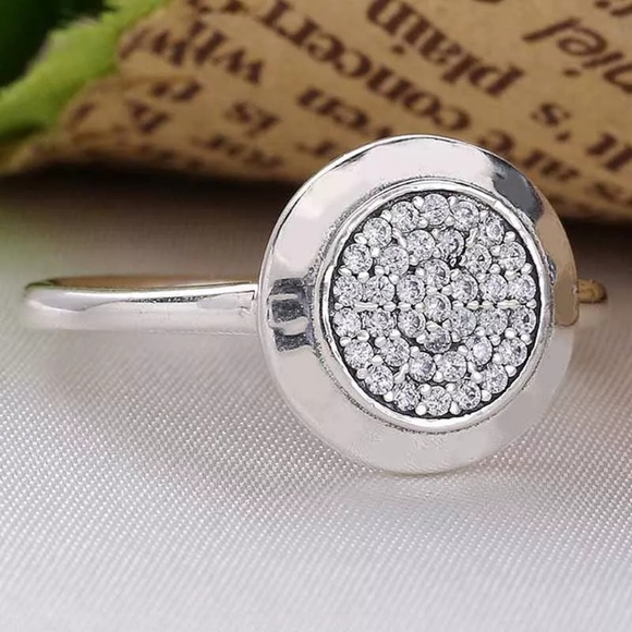 Pave Inlaid Diamond Circle Ring | 925 Sterling Silver - Picture 4 of 15
